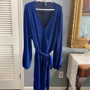 Shein Size 4Xl Metallic Royal blue wrap dress. Never been worn.